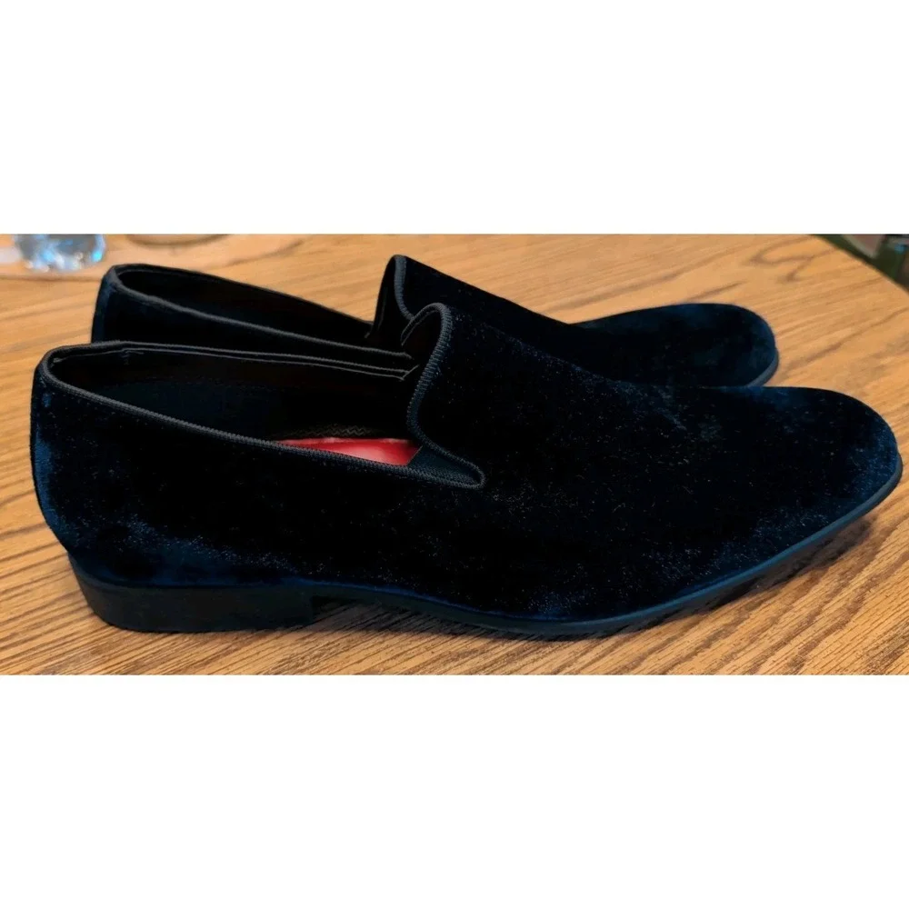 Studio Belvedere Paolo velvet navy blue slip on loafers dress shoes Size 13 D